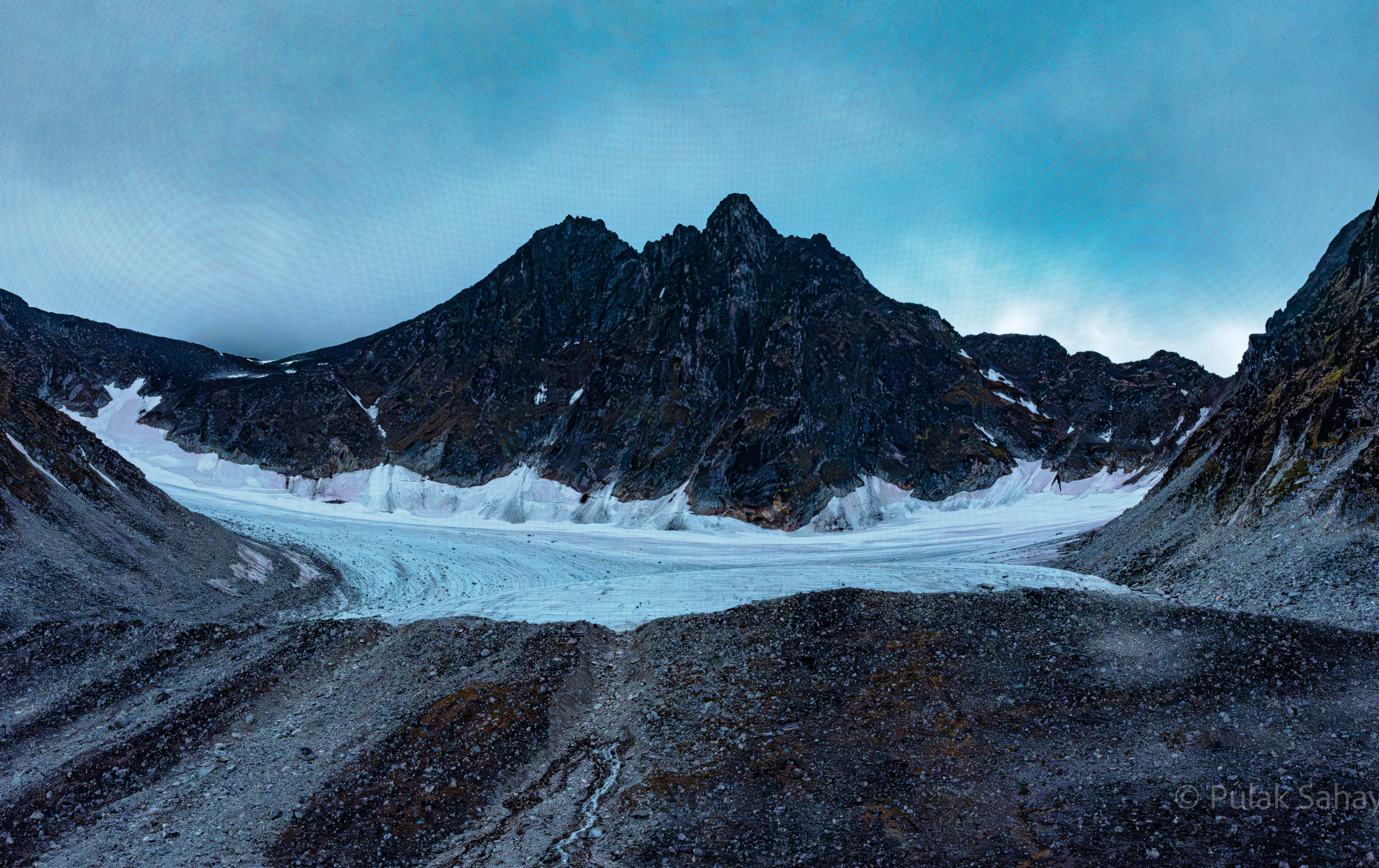 Mountain against blue skies